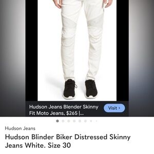 Hudson Jeans White Blinder Biker Skinny Jeans
